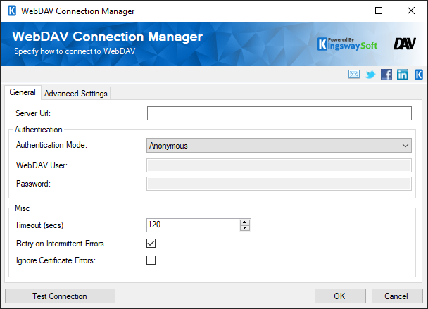 WebDAV Connection Manager - General